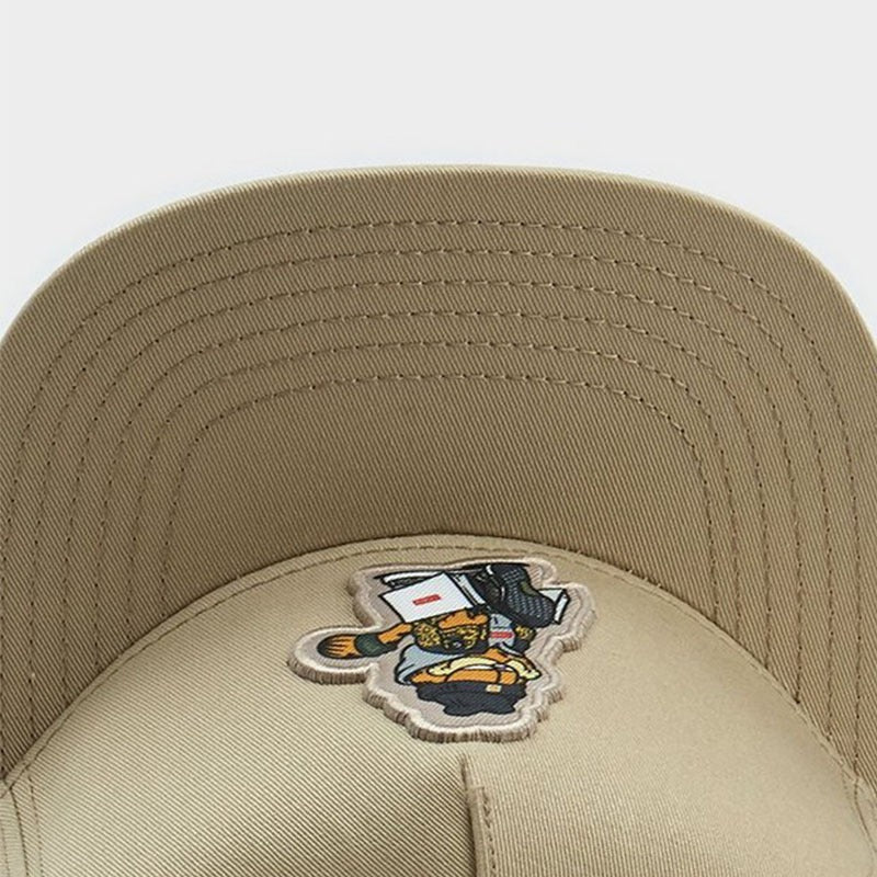 Trendy flat brimmed snapback hatscartoon cat sun and wind protection