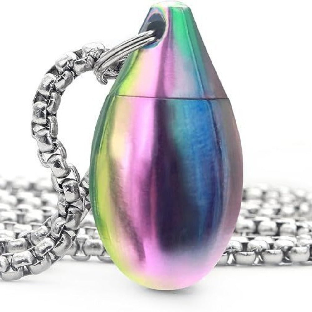 Pet Urn Pure Titanium Water Drop Bottle Waterproof Sealed Pendant Burnt Blue Modern Simple Storage Bottle Ashes Storage Jar