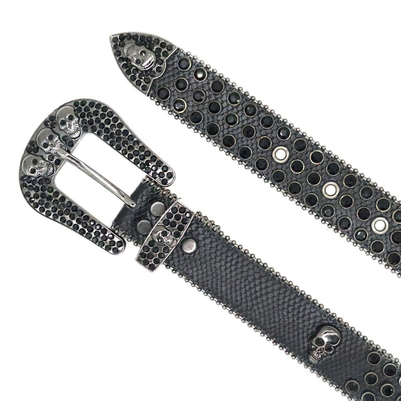 Hip-hop punk rhinestone belt skull punk dark style