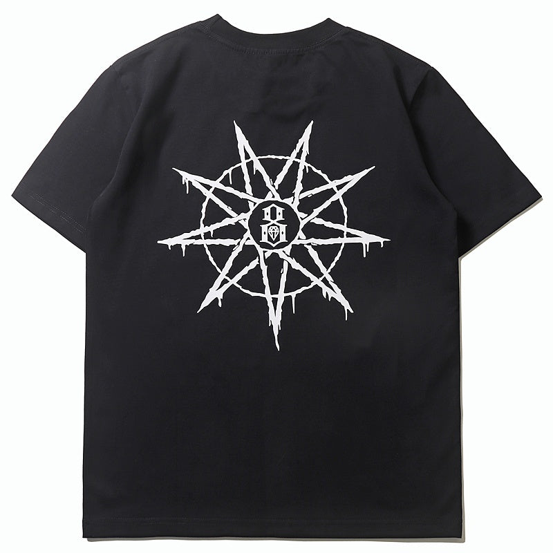 Mens T-shirt Vintage Retro rock Slipknot pentagram print