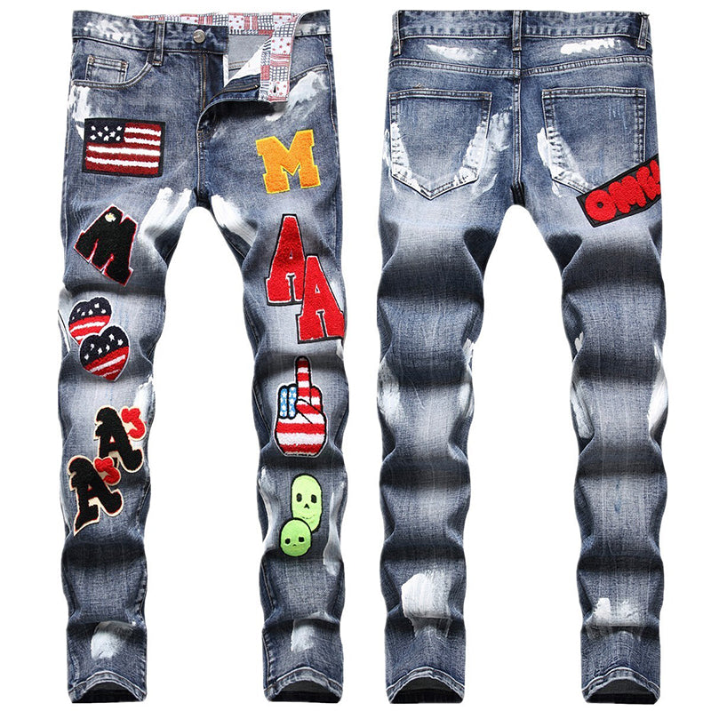 Mens Fashion Jeans MAA Embroidery 896# Pure cotton high quality