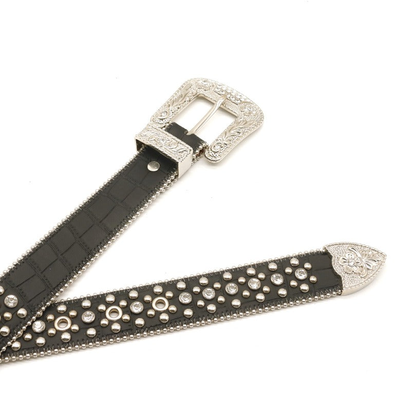 Hip-hop punk rhinestone belt men's punk style