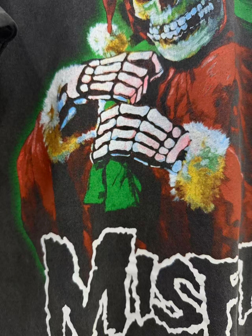 Vintage style washed summer wear T shirt Santa Claus skull 260G pure cotton high-quality streetwear