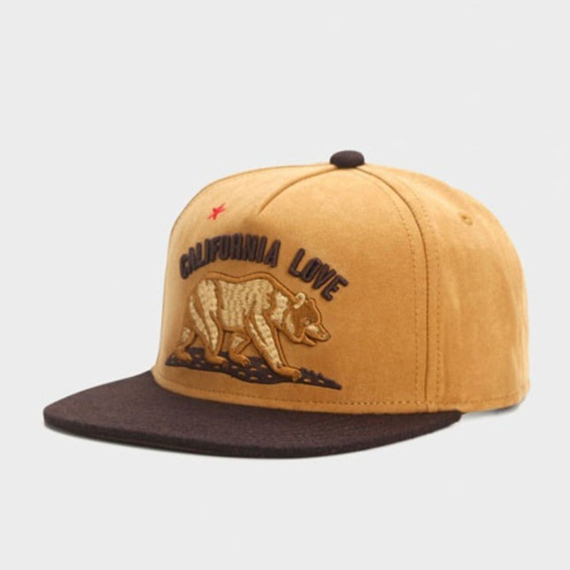 Trendy flat brimmed snapback hatssuede cartoon bear