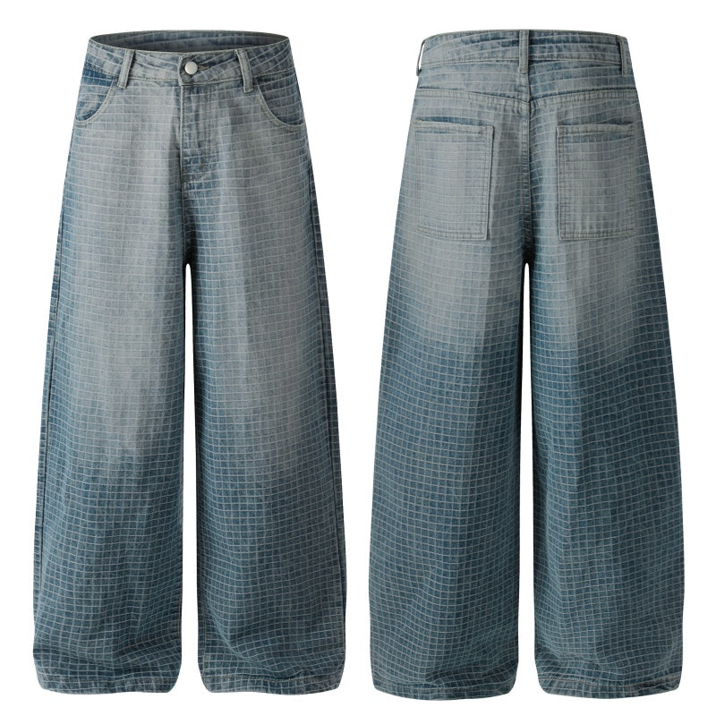 American-style streetwear harem pants Light Blue Wash Baggy Slacks