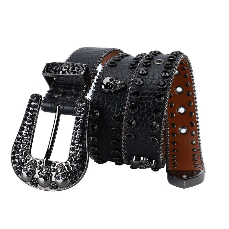 Hip-hop punk rhinestone belt skull accessories