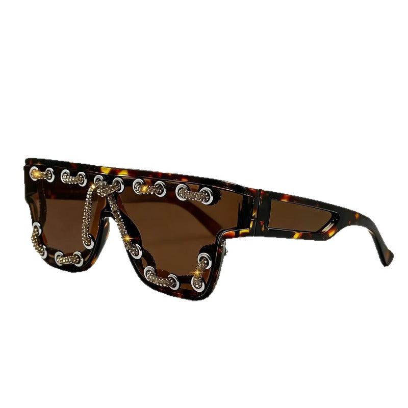 Trendy punk glasses sparkling diamond retro
