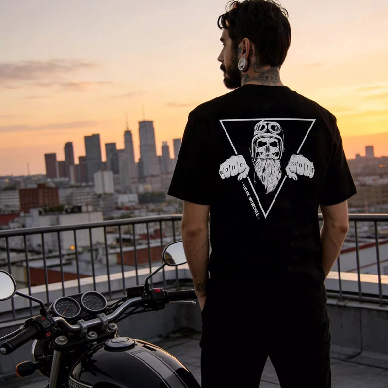 Mens T-shirt Vintage American-style Motorcycle-style personalized prints