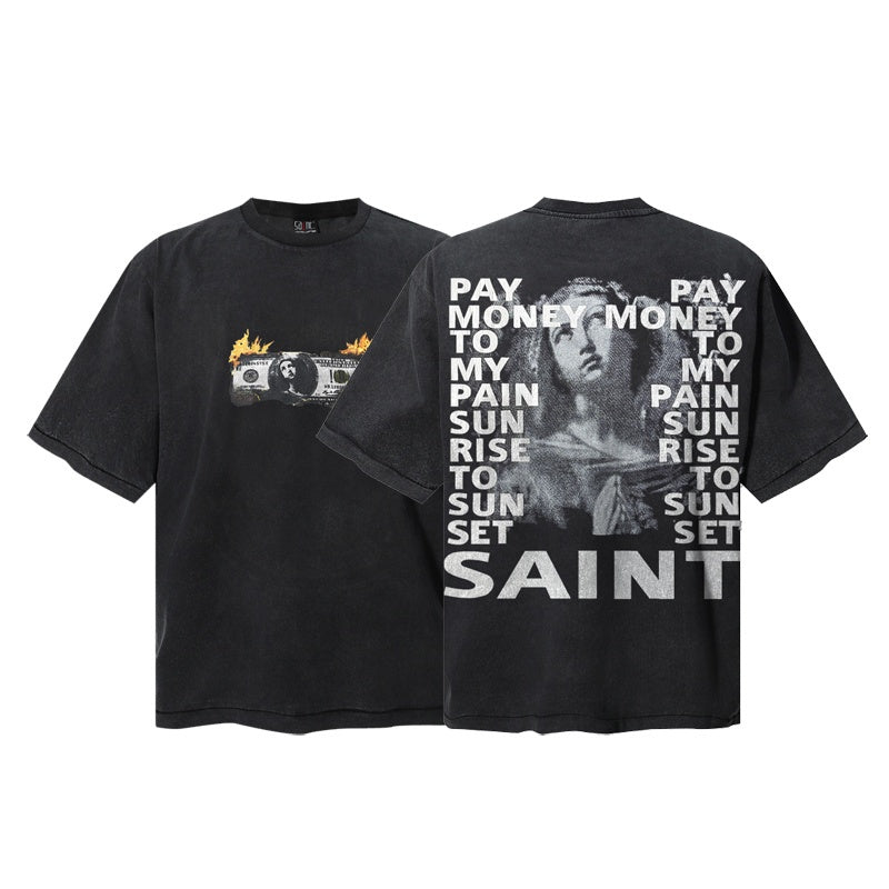 Saint Michael T Shirts Burning Classic Car Vintage Graphic Print