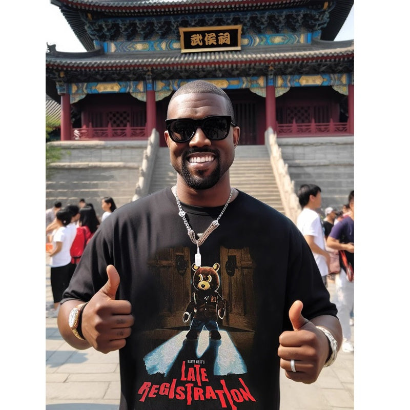 Mens T-shirt Vintage Kanye West Dropout Bear print