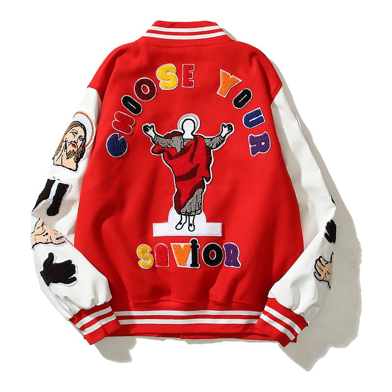 American-style baseball jacket James-style Price Stadium Jacket â€?a varsity-style sports jacket featuring intricate, full-coverage embroidery.