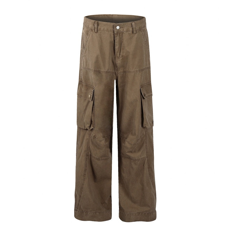 American-style streetwear harem pants Contrast stitch panel seam detail