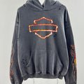 Unisex Vintage Hoodie Harley-Davidson West Coast Flames & Cross Limited Edition Distressed Hoodie â€?featuring multi-area handcrafted distressing and heavy-duty enzyme-washed, faded finish.
