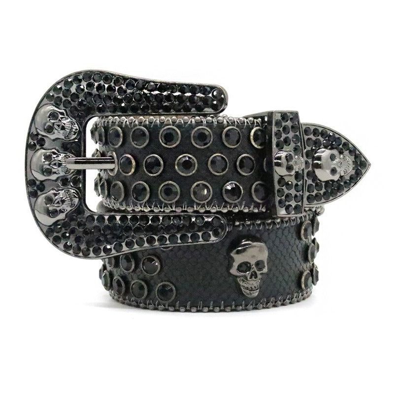 Hip-hop punk rhinestone belt skull punk dark style