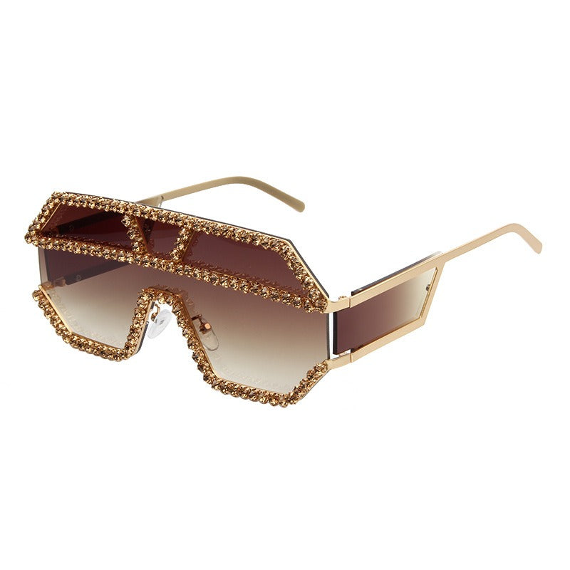 Trendy punk glasses one-piece rhinestones