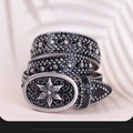 Hip-hop punk rhinestone belt snakeskin pattern plate buckle punk style
