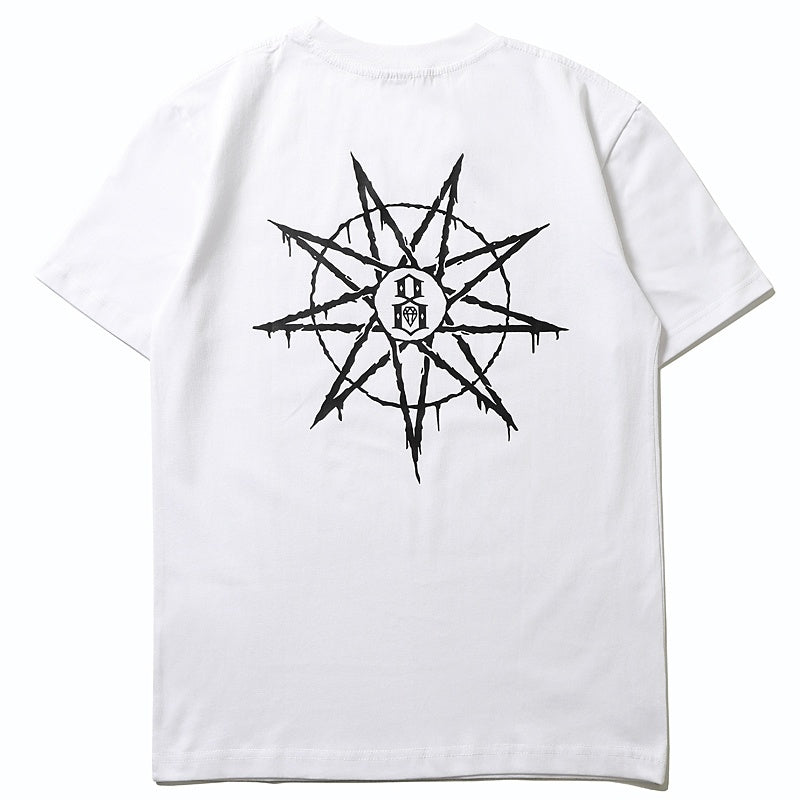 Mens T-shirt Vintage Retro rock Slipknot pentagram print