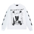 ERD Long sleeved shirt  Vintage Sketch Graphic Long Sleeve Shirt Front Text Demon Back Design