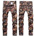 Mens Fashion Jeans Black paintbrush graffiti 8838# Pure cotton high quality