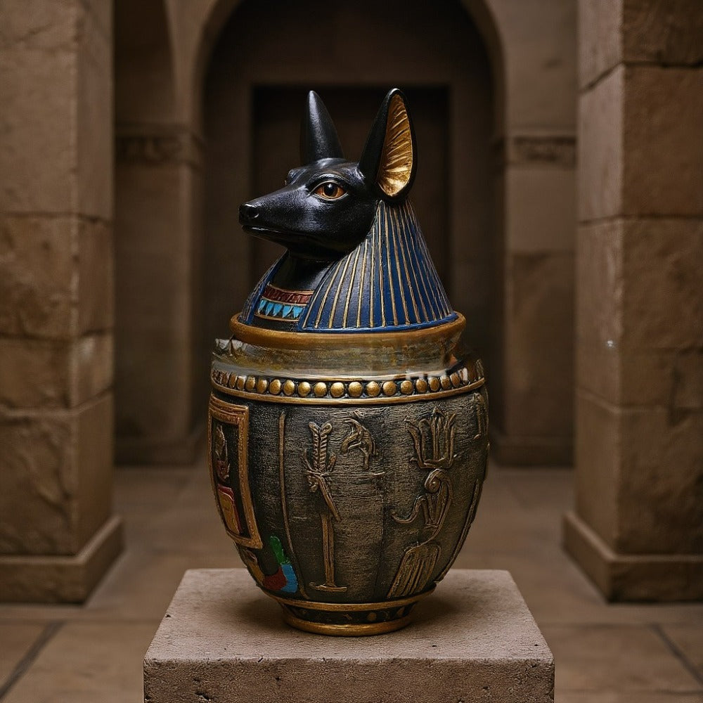 Pet Urn Egyptian Pharaoh Pet Urn Old Gods Protect Anubis God Dog Death Urn Cat Jar Ornament