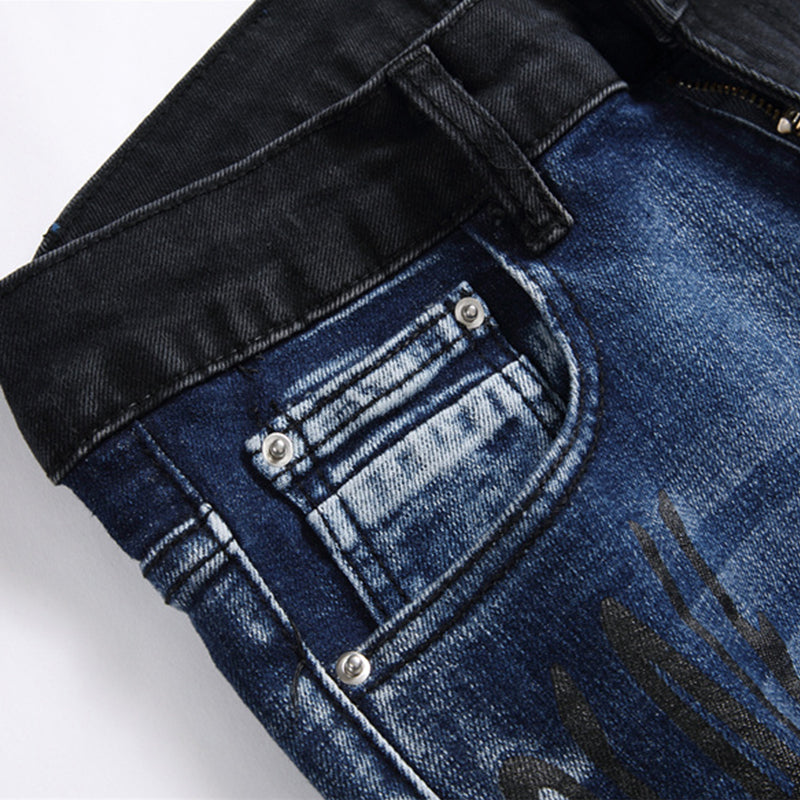 Mens Fashion Jeans Blue and black color scheme 3538# Pure cotton high quality