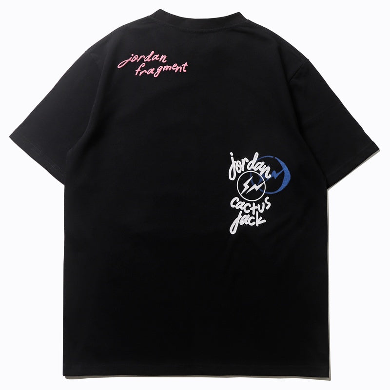 Mens T-shirt Vintage Cactus Jack x Air Jordan x Hiroshi Fujiwara Little Fragment Collaboration