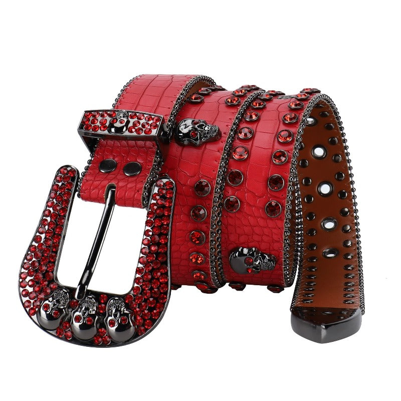 Hip-hop punk rhinestone belt skull punk full of diamonds