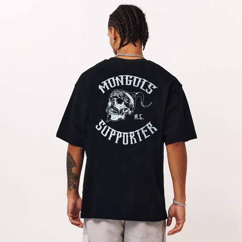 Mens T-shirt Vintage American-style MONGOLS Mongolian Retro Street