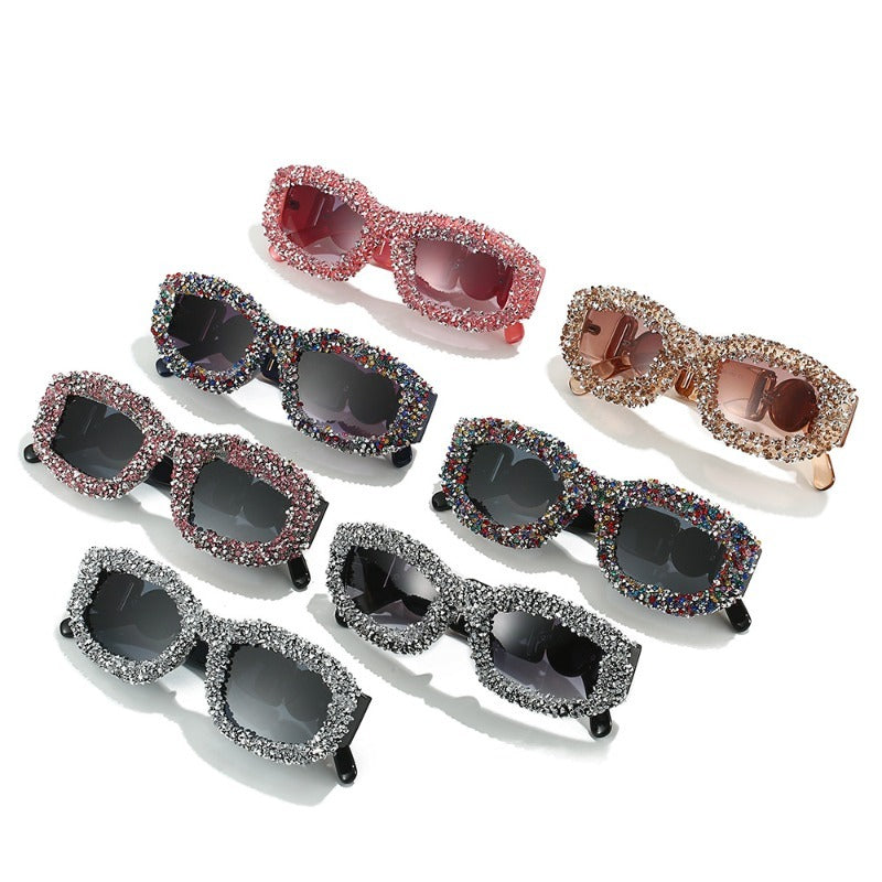Trendy punk glasses diamond square