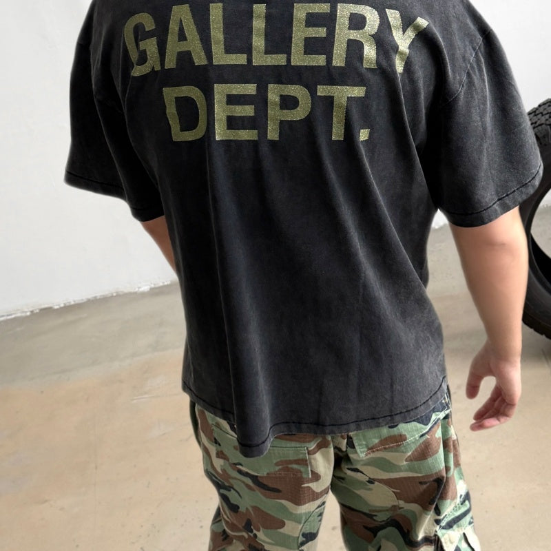 Unisex Vintage T Shirts GALLERY DEPT. 26SS THE WORLD IS OURS Limited Edition: Heavyweight, washed-and-distressed streetwear T-shirt featuring a boxy, cropped punk-inspired fit.