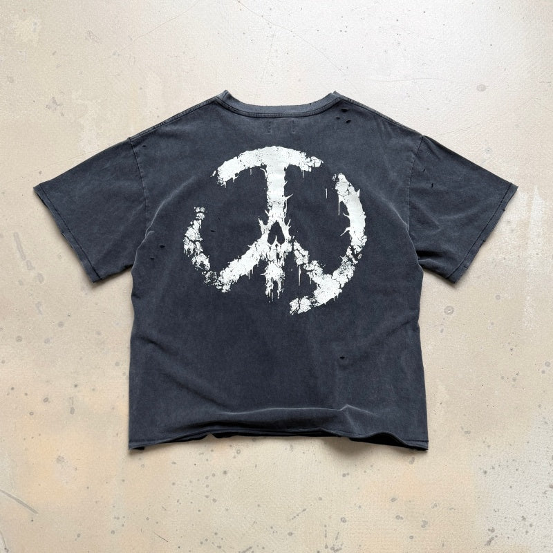 Unisex Vintage T Shirts CHOOOSELF 26SS HELL WAS FULL SO I'M BACK Limited Edition â€?Heavyweight, Washed, Distressed, and Destroyed Streetwear T-Shirt (Boxy/Cropped Punk Style)