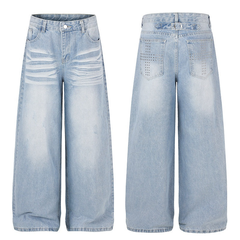 American-style streetwear harem pants Light Pale Wash Oversized Wide Silhouette