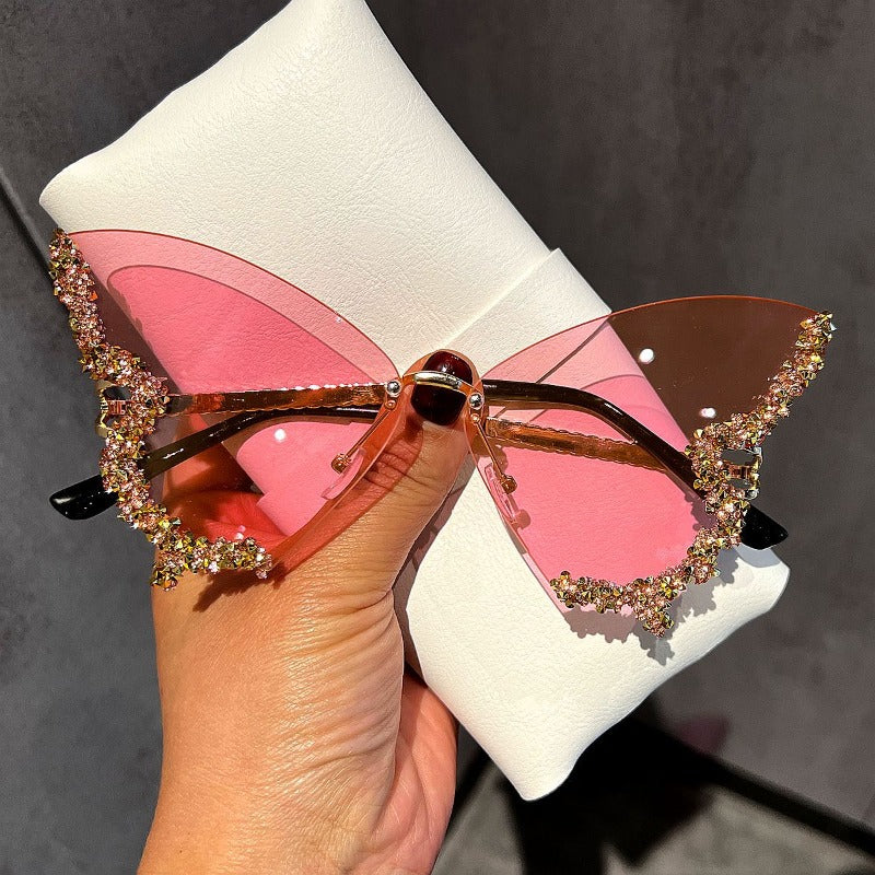 Trendy punk glasses with diamonds