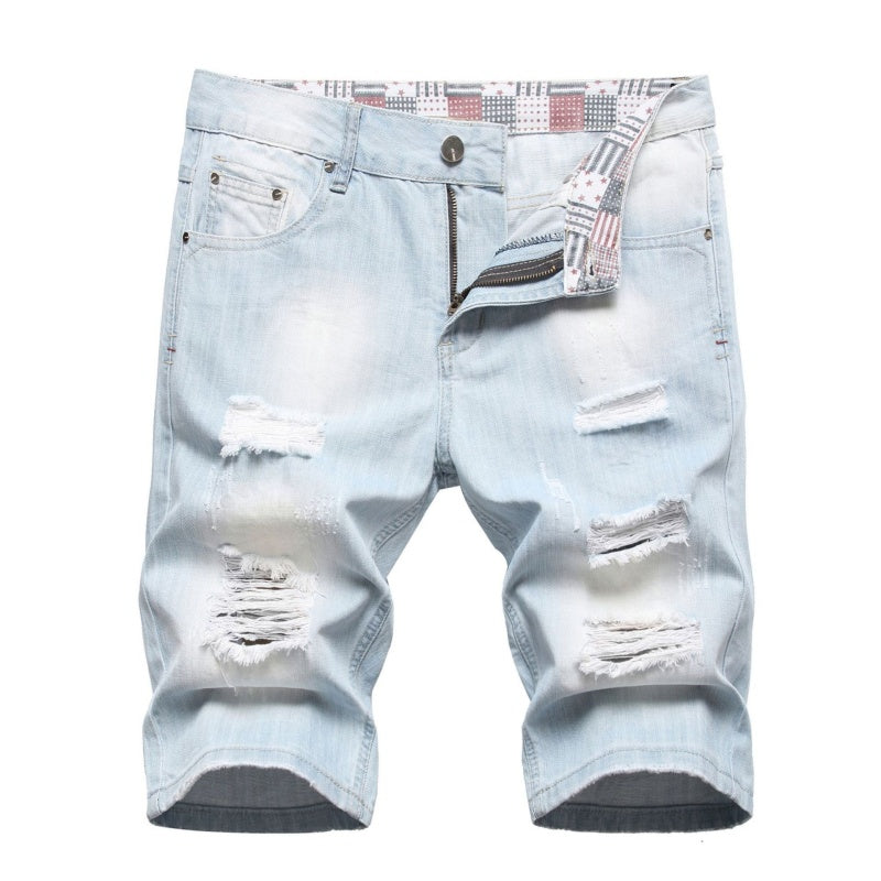 Denim shorts High-quality trendy casual pure cotton Non-stretch plus-size men's clothing
