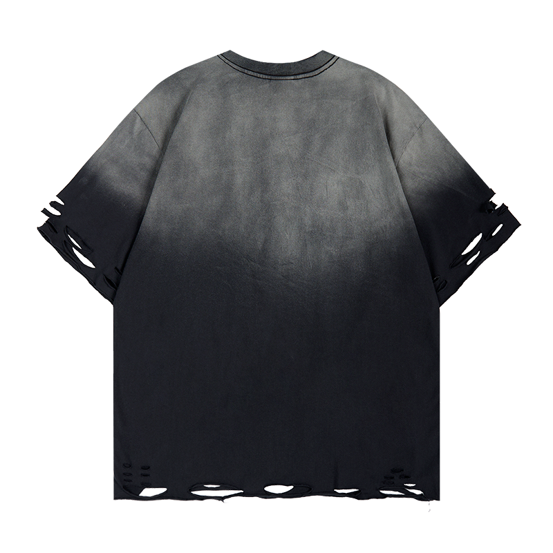Unisex vintage T-shirts Black gradient with distressed details
