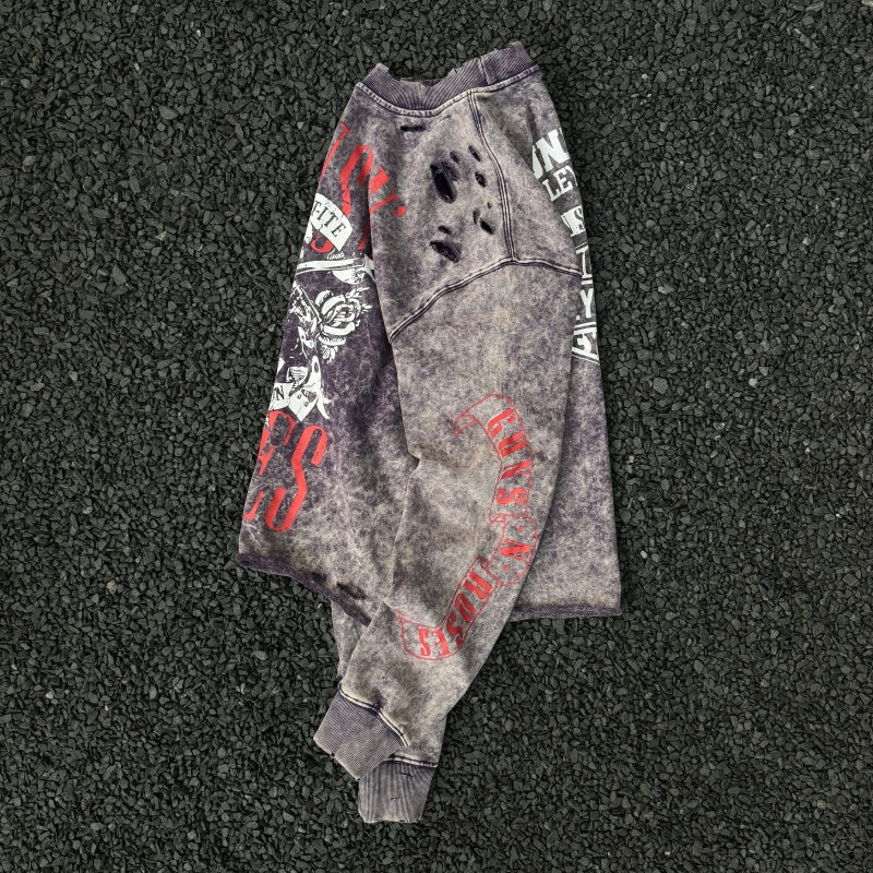Unisex Vintage  sweatshirt Guns N' Roses x Harley-Davidson Tour Limited Edition Crewneck Sweatshirt â€?Heavyweight, Washed & Distressed Finish