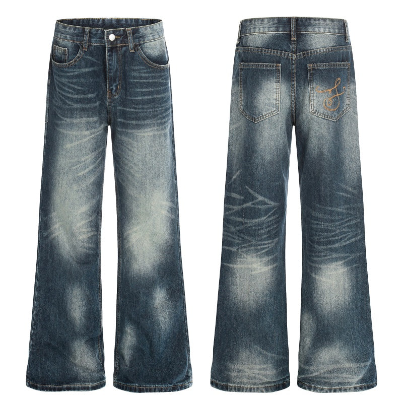 American-style streetwear harem pants Aged Gradient Distressed Outfit