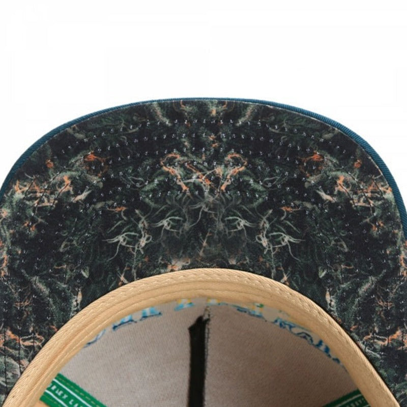 Trendy flat brimmed snapback hatscartoon bear kushstock cap for men and women