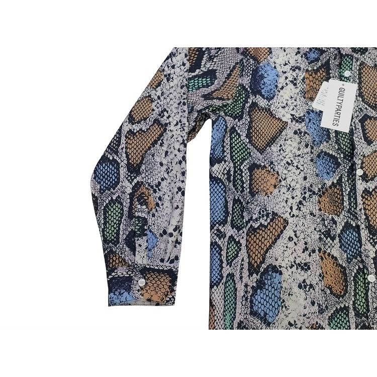 GUILTYPARTIES TIGER Long sleeved shirt New python, snake pattern color matching PYTHONT long-sleeved shirt men