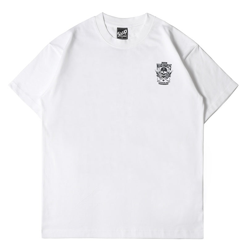 Mens T-shirt Vintage American-style Motorcycle-style skull print