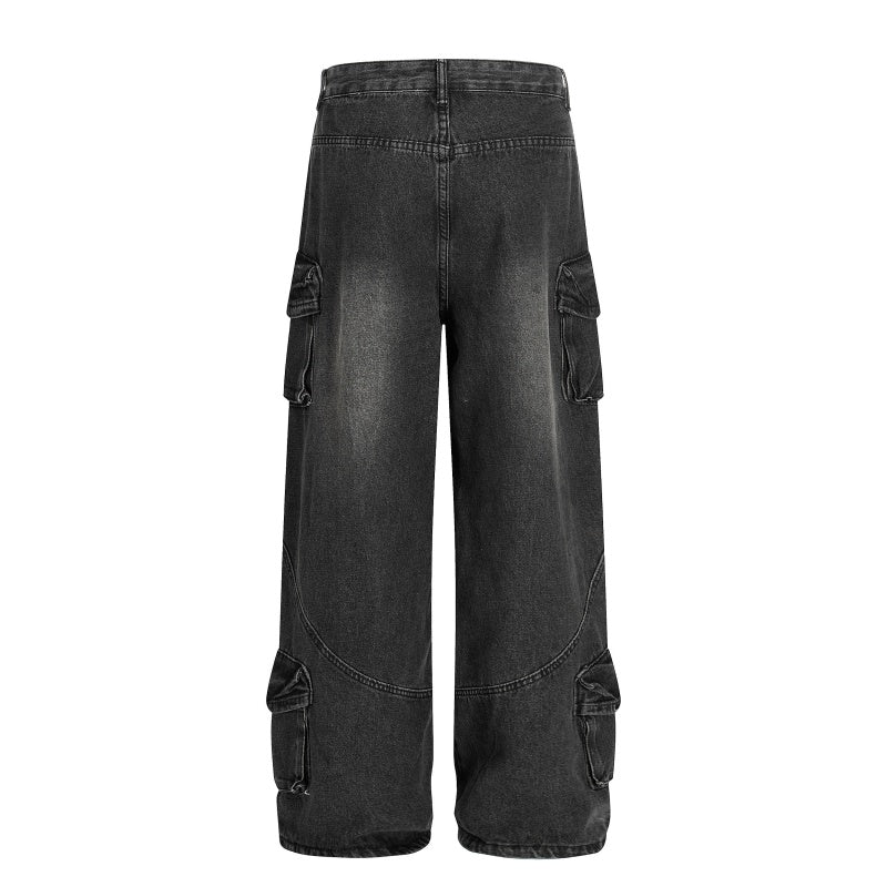 American-style streetwear harem pants Heavy Distressed Sanded Aged Retro Craft