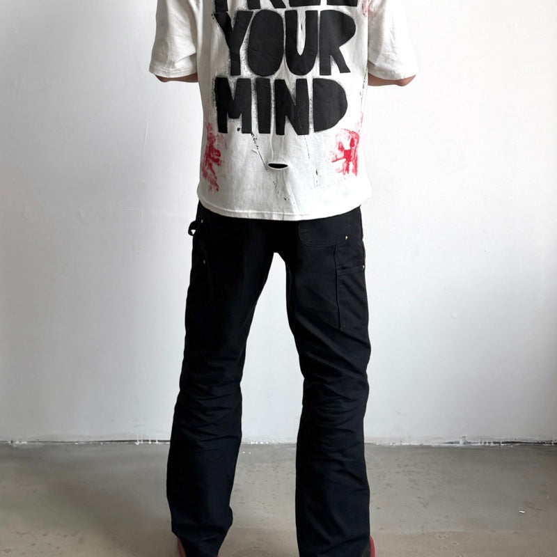 Unisex Vintage T Shirts Saint Street Dirty â€?An Unconventional Limited Edition. Street-graffiti style T-shirt featuring hand-painted splatter effects, multi-location hand-distressing, and a heavy-weight fabric treated with an enzyme-stone wash and