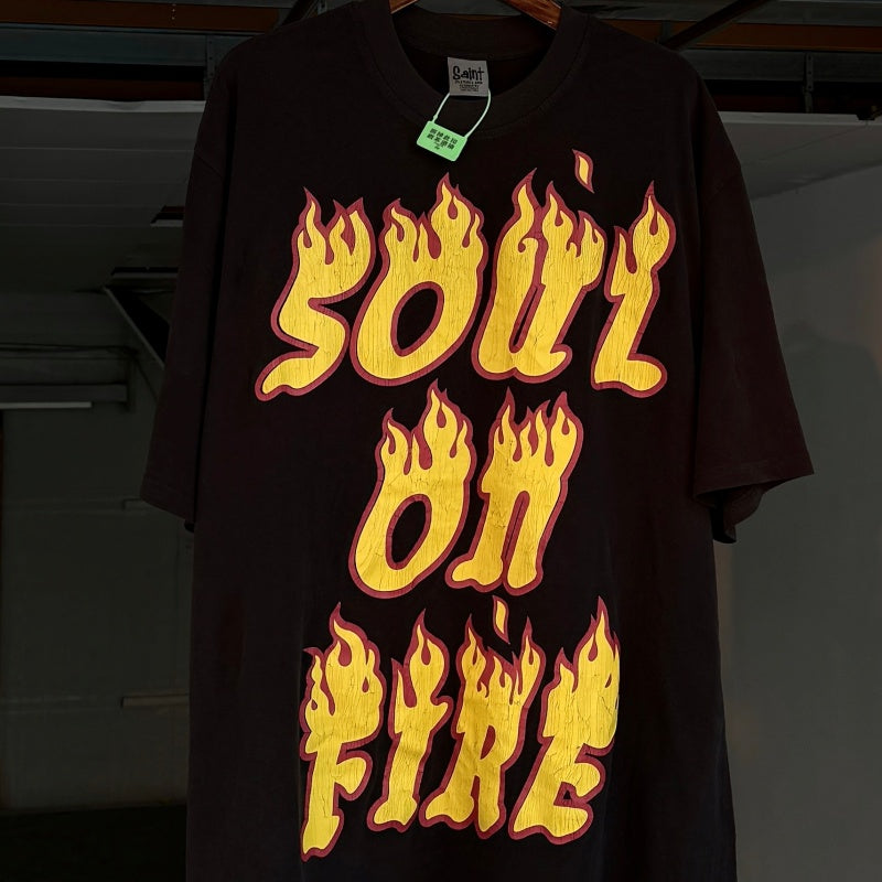 Unisex Vintage T Shirts Soul on Fire Limited Edition â€?Heavyweight Washed & Distressed Finish