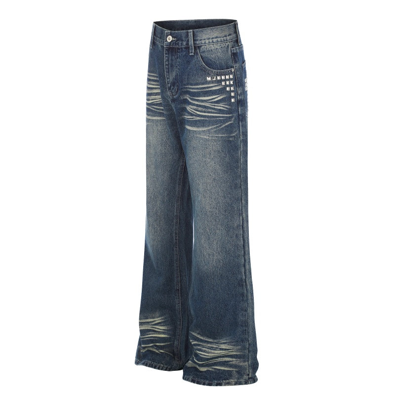 American-style streetwear harem pants Horizontal Scratch Mark Heavy Textured Fabric