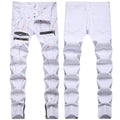 Mens Fashion Jeans Pants pocket zipper Color splatter ink 1168# Pure cotton high quality
