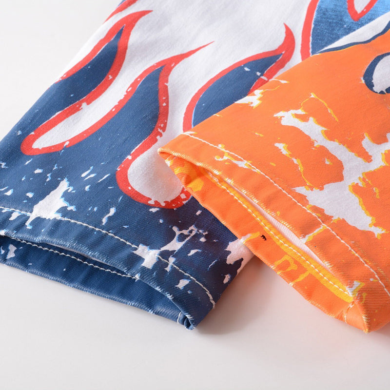 Mens Fashion Jeans Skull Flame 5646# Pure cotton high quality