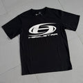 Vintage-style American T-shirt White Swirl Futuristic Emblem