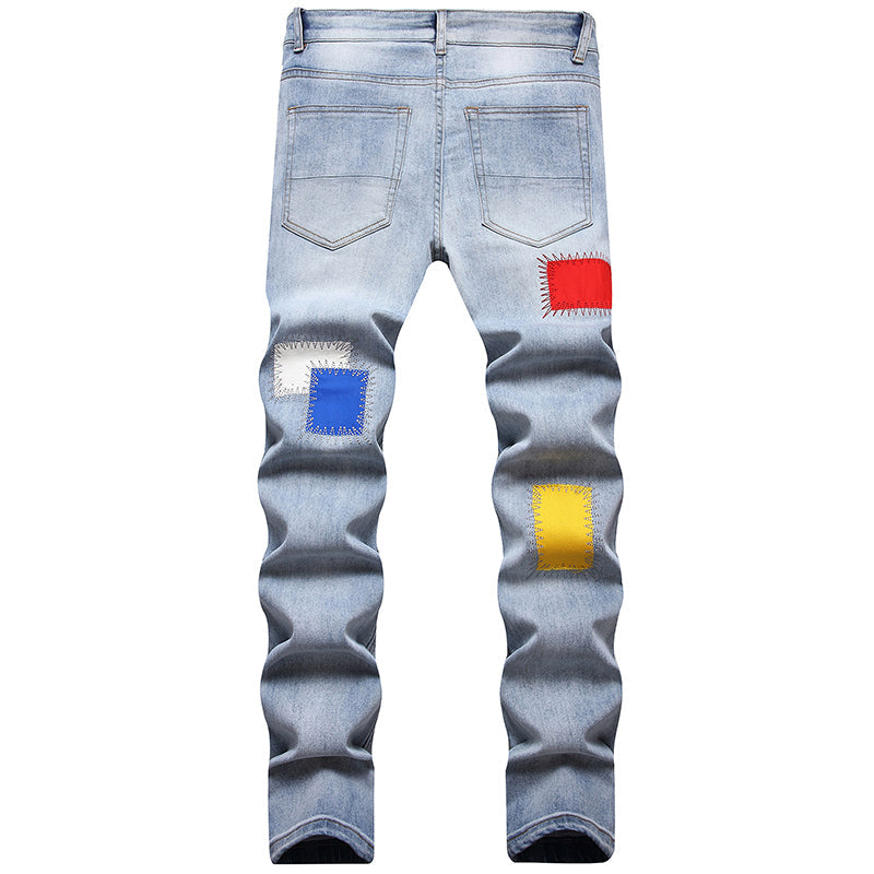 Mens Fashion Jeans Colored patch 8831# Pure cotton high quality