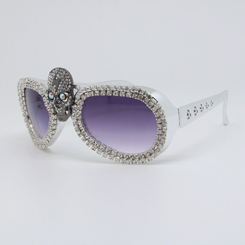 Trendy punk glasses retro diamond