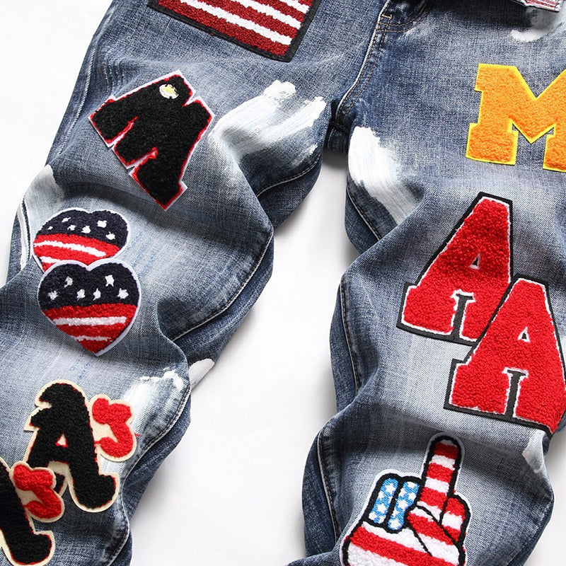 Mens Fashion Jeans MAA Embroidery 896# Pure cotton high quality
